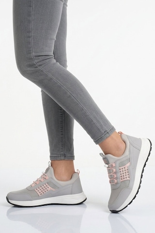 Walkway Buz Pudra Fileli Hafif Esnek Kilit Bağcıklı Unisex Spor Ayakkabı Motano G Buz-pudra