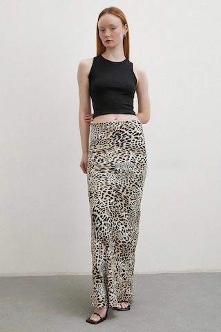 Never More Leopar Desenli Verev Etek Ekru Ekru