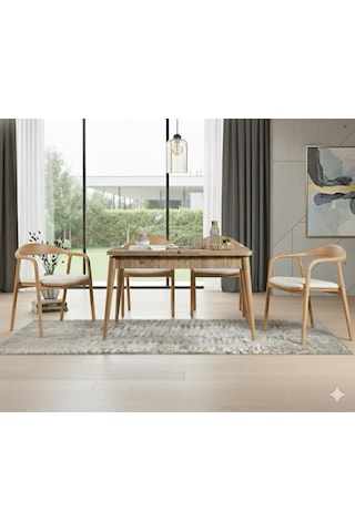 Elyse 4 Kişilik Açılır Yemek Masası Takımı Modern Ve Şık Tasarım Naturel Beyaz