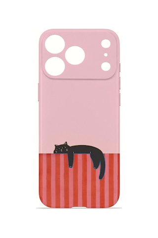 Apple iPhone Uyumlu 17 Pro Vorian İnce Kamera Korumalı Mika Kılıf Lazy Cat Sunset Lazy Cat Sunset Mika