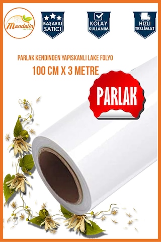 Parlak Yapışkanlı Folyo - 100cm X 3 Metre Beyaz Eşya Ve Dolap Kaplama Folyosu- Kendinden Yapışkanlı
