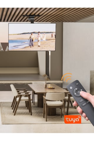 Motorlu Katlanır Tavan Tipi Tv Askı Aparatı 37"-75" Akıllı