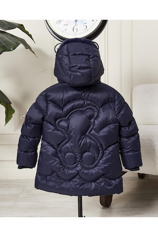 Benitto Kids Kız Bebek Kapüşonlu Fermuarlı Şişme Mont 51351 Lacivert