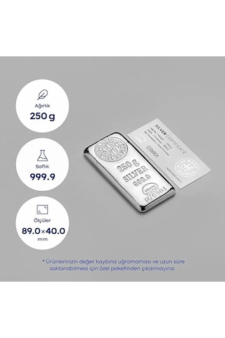 250 Gram Gümüş Külçe 999.9