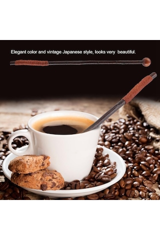 Japon Tarzı Vintage Ahşap Yeniden Kullanılabilir Karıştırıcı Süt Kahve Bal İçin Karıştırma Çubuğu Sopa