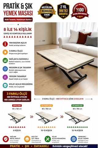 Yan Baştan Açılır Akıllı Masa Üst Tabla Mdf Yüksekliği Ayarlanabilir Traverten