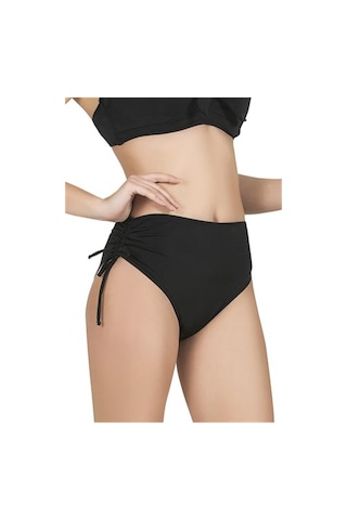 Endeep Kadın Yüksek Bel Yan Büzgülü İpli Bordo Bikini Altı-bordo Bordo