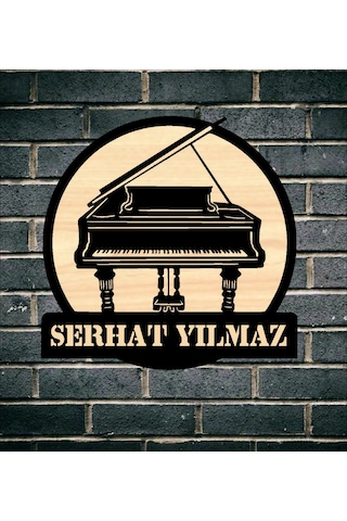 Kişiye Özel Piyano Piyanist Ahşap Duvar Tablo