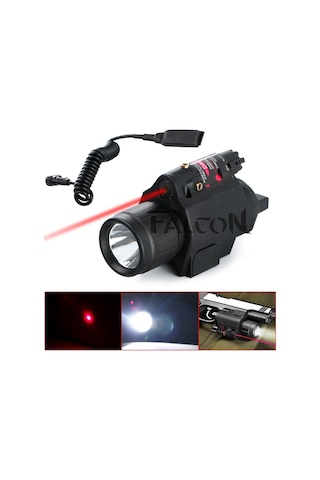 led Taktik El Feneri M6: Lazer Ve 20mm Ray Entegrasyonu İle Çok Fonksiyonlu Güçlü Işık  Siyah