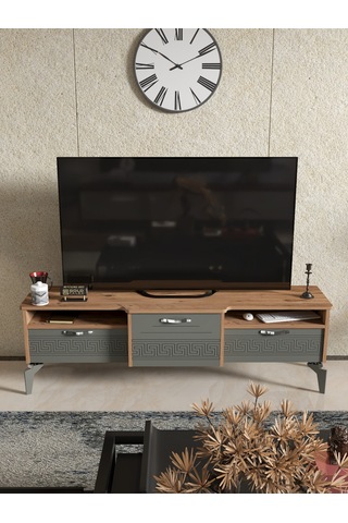 Tv Sehpası Tv Ünitesi Saraylı Beyaz Gold 5062 Çok Renkli