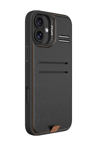 Apple Uyumlu iPhone 16 Kılıf Magsafeli Raptic Slim Wallet Serisi Deri Görünüm Kartlıklı Standlı Kapak Siyah