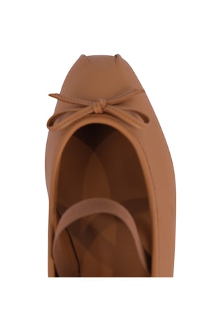 Napa Shoes Kadın Lastik Bantlı Fiyonklu Kare Burun Babet Ayakkabı Napa-aes19210 Taba