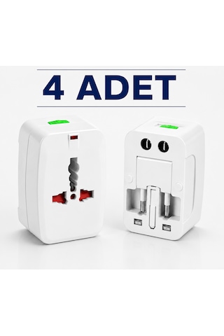 4 Adet Akım Korumalı Universal Seyahat Adaptörü Priz Çevirici 110-250v Geniş Voltaj Desteği Diğer