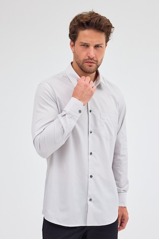 İmza Taş Rengi Sert Yaka Uzun Kol Easy To Iron Comfort Fit Pamuklu Gömlek 1004255300 - Taş Rengi