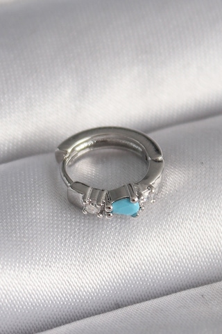 316l Çelik Gümüş Renk Zirkon Taşlı Mavi Boncuk Detay Tragus Pier Çok Renkli