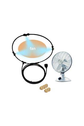 Padalink 18 İnç Siyah Bahçe Fani Soğutma Sprey Halka Seti - 3m Su Borusu, Bakır Uçlar, Kolay Kurulum, Elektriksiz Fani Dahil Değil