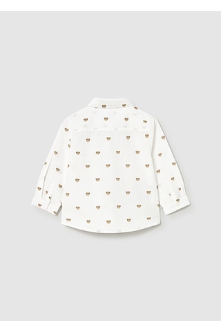 Mayoral Beyaz Desenli Erkek Bebek Gömlek 2107 Beyaz