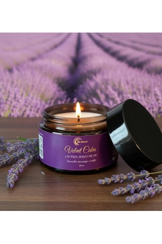 Lavanta Kokulu Masaj Mumu 30 Ml Doğal Bitkisel Yağlı, Nemlendirici Etkili Mum Aromaterapi Lavanta