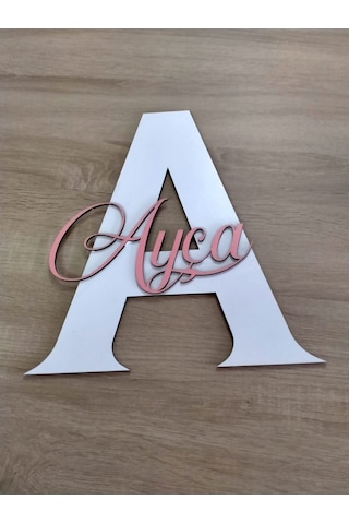 Mrchediyesepeti Bebek-çoçuk Odası Kapı & Duvar Süsü Kişiye Özel A Harfi Beyaz - Pembe