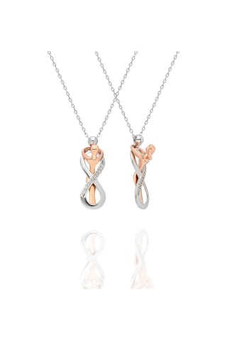 925 Ayar Gümüş Sonsuzluk Sarılan Çift Kolye Kadın Gümüş Kolye