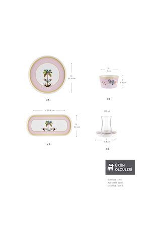 Karaca Stream Bone Floric 28 Parça 6 Kişilik Kahvaltı Seti Pembe