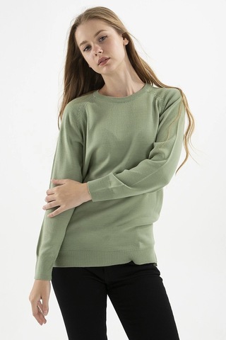 Fashion Frends Kadın Bisiklet Yaka Tunik Yeşil