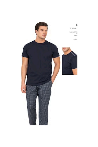 Pierre Cardin 6122 Erkek Kısa Kollu Bisiklet Yaka Pijama Takımı-lacivert