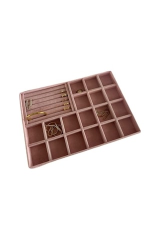 Yerli Üretim Bakü Model Süet Pembe Bölmeli-batırmalı Çekmece İçi Pembe