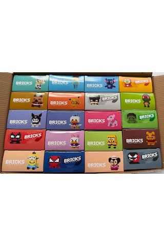 Bricks 20 Li Set Kutulu Mini Yapı Blokları 3d Karakter Figürleri Oyuncak Seti Yapboz Puzzle Karışık Model