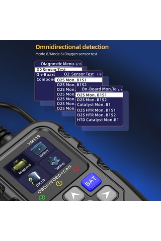 Tenfowee Ym119 Obdıı Araç Tanılama Cihazı: Motor Arıza, Akü Testi Ve Gerçek Zamanlı Veri Analizi, Siyah