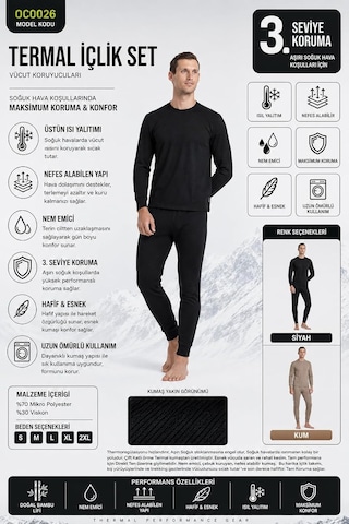 Xmlbayiciniz Unisex 3. Seviye Termal İçlik Seti, Uzun Kollu Üst Ve Alt İçlik, Nefes Alabilen Hafif Ve Esnek Kışlık Takım Genel