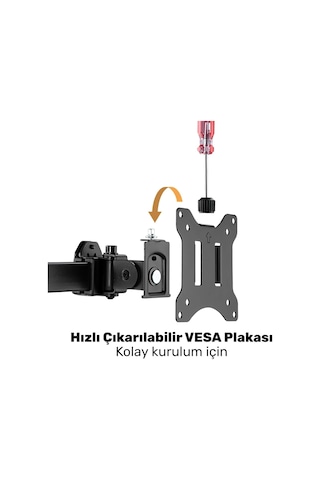 17"-32" Dörtlü Monitör Standı, 2x2 Kurulum, Trader/yazılımcı Monitör Kolu/tutucu, 735mm Direk Yükseklik Ayarlı, Vesa 4x