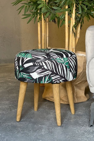 Retro Puf Yaprak Desenli Yaprak Desenli