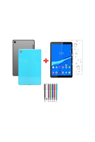Lenovo Tab M10 Fhd Plus Tb-x606f 10.3" Lansman Silikon Kılıf + Nano Ekran Koruyucu Mavi
