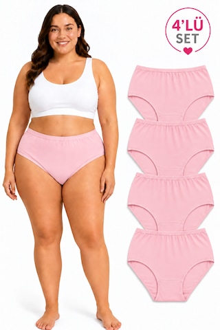 İpeksi Collection %100 Pamuklu Yüksek Bel Bato Günlük Külot 4lü Paket Açık Pembe