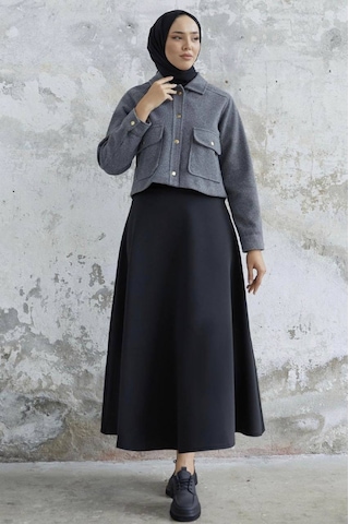 Kısa Cepli Kaşe Mont Gri