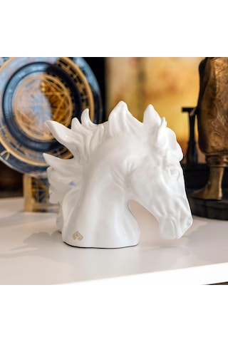 Dekoratif At Başı Biblo- Beyaz