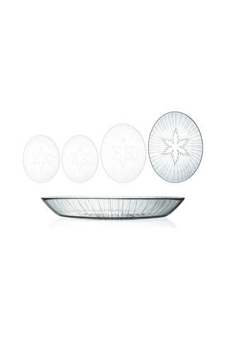 Decocia 1 Adet 33cm Oval Cam Salata Sunum Tabağı Vega Desenli