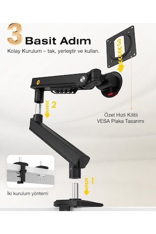 North Bayou A5 17''-32'' Tek Kol 2-9 Kg Vesa Uyumlu Monitör Standı