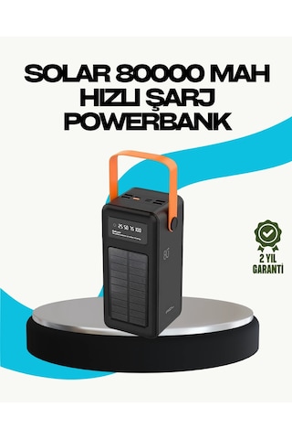 80000 Mah Güneş Enerjili Powerbank 4 Kablolu Type C Lightning Micro Usb Diğer