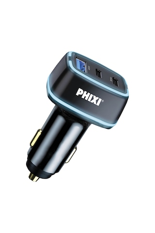 Phixi Upd4275 Üç Çıkışlı Pd Destekli 75w Araç Şarj Adaptörü