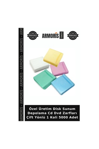 Özel Üretim Disk Sunum Depolama Cd Dvd Zarfları Çift Yönlü 1 Koli 5000 Adet