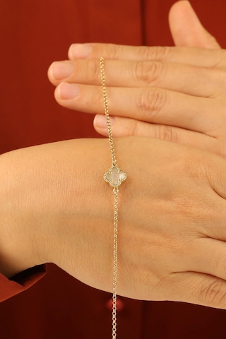 14 Ayar Yonca Altın Bileklik Çok Renkli