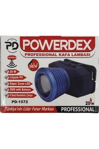 Powerdex Pd-1572 Yüksek Kaliteli Süper Zoom Led Kafa Feneri 20w Mavi - Siyah