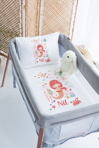 Lilabio %100 Pamuk Saten İsme Özel İsimli 70x120 Park Yatak Nevresim Seti Denizkızı