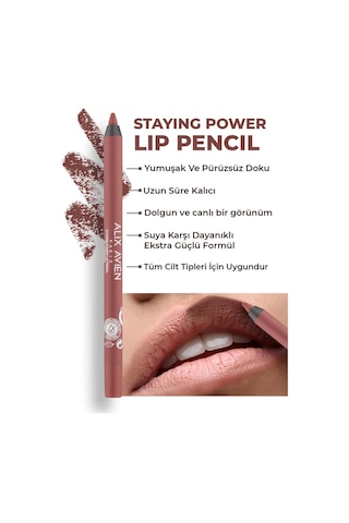 Alix Avien Suya Dayanıklı Uzun Süre Kalıcı Yumuşak Dudak Kalemi Staying Power Lip Pencil 55 Cinnamon