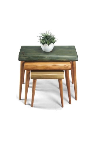 Entema724 Doğal Ağaç Masif Kütük 3’Lü Zigon Sehpa (516602428)