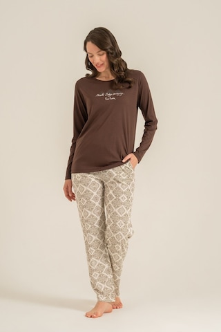 Pierre Cardin Kadın Make Today Amazing Kahverengi Uzun Kol Pijama Takım Pc9274-s-v1 Pc9274-s-v1