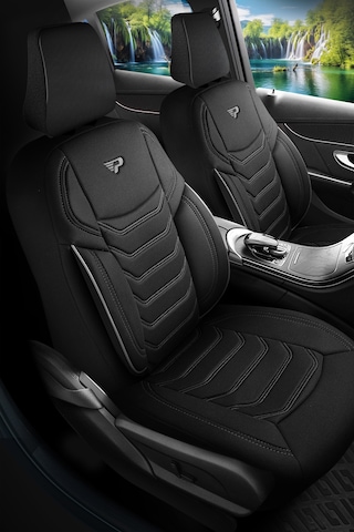 Siyah - Gri Panda Manavgat Serısı Lakos Kumaş Oto Koltuk Kılıfı - Tam Set