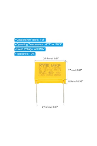 1uf 310v X2 %10 27.5mm Polyester Kondansatör 5 Adet